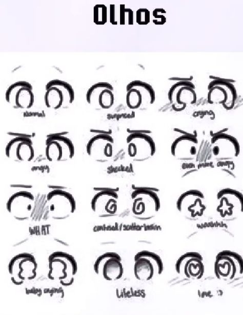 Desenhos de olhos Easy Eye Drawing, Facial Expressions Drawing, Cartoon Eyes Drawing, Eye Illustration, Eye Drawing Tutorials, Body Drawing Tutorial, Hand Drawing Reference, Cartoon Eyes, Sketches Tutorial