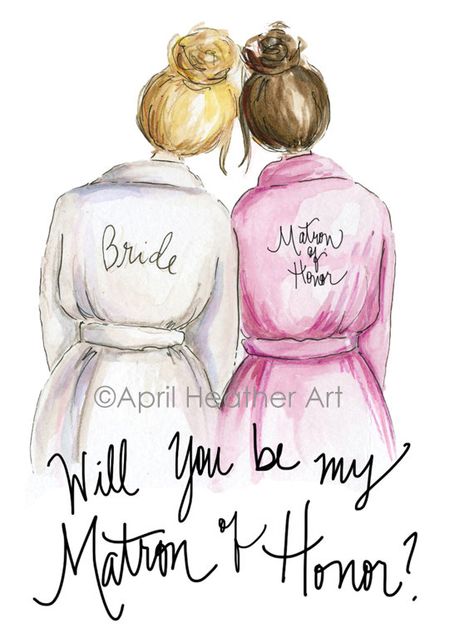 Matron of Honor PDF, Blonde bride Brunette Matron of Honor WIll you be my Matron of Honor PDF printable card Red Hair Brides, Brunette Bride, Blonde Bride, Best Friend Drawings, Matron Of Honor, Be My Bridesmaid Cards, Matron Of Honour, Bridesmaid Cards, Will You Be My Bridesmaid