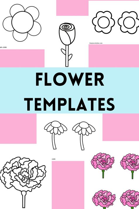 flower templates and coloring pages with different flower designs and sizes Flower Templates Printable Free For Kids, Printable Flowers Cutout, Free Printable Flower Templates, Tulip Template, Free Printable Flowers, Printable Flower Templates, Flower Templates Printable Free, Simple Coloring Pages, Printable Flowers