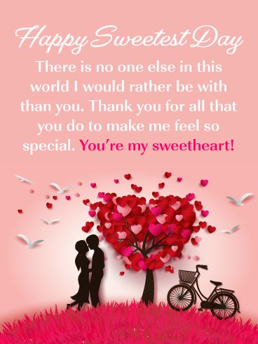 Your sweetheart deserves a Happy Sweetest Day card, and this is the one to send his or her way! It showcases a beautiful image of a heart-shaped tree, a pretty pink field, beautiful doves, along with a couple in love. This fabulous greeting card will melt the heart of anyone it’s sent to, which makes it the perfect Sweetest Day card ever! Don’t make the one you care about wait a minute longer, get this lovely ecard out to them without delay so they can enjoy it on this very day! Happy Sweetest Day Quotes For Him, Happy Sweetest Day Images, Happy Sweetest Day For Him, Happy Sweetest Day Quotes, Happy Sweetest Day, Pink Field, A Couple In Love, Happy Anniversary Quotes, Animated Emoticons