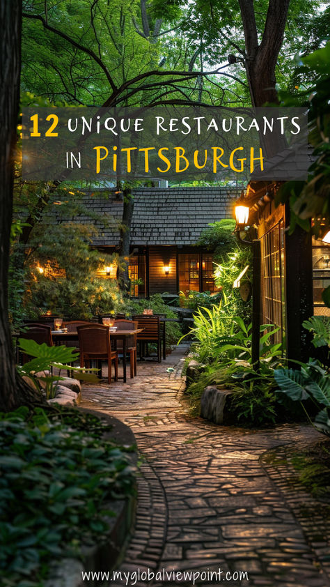 A charming, cozy outdoor dining area at a unique restaurant in Pittsburgh, surrounded by lush greenery and warm lighting, creating an inviting ambiance for a delightful dining experience. Pittsburgh Fall Activities, Restaurants In Pittsburgh Pa, Places To Eat In Pittsburgh Pa, Pittsburgh Instagram Spots, Pittsburgh With Kids, Living In Pittsburgh, Pittsburgh Things To Do, Things To Do In Pittsburgh Pa, What To Do In Pittsburgh