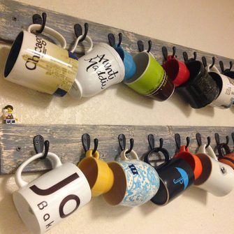 12 Best Mug Trees and Displays You Can DIY | The Family Handyman Diy Mug Rack Wall, Mug Tree Ideas, Mugs On Wall, Coffee Mug Wall, Hanging Mugs, Mug Wall, Diy Mug, Mug Storage, Pegboard Organization