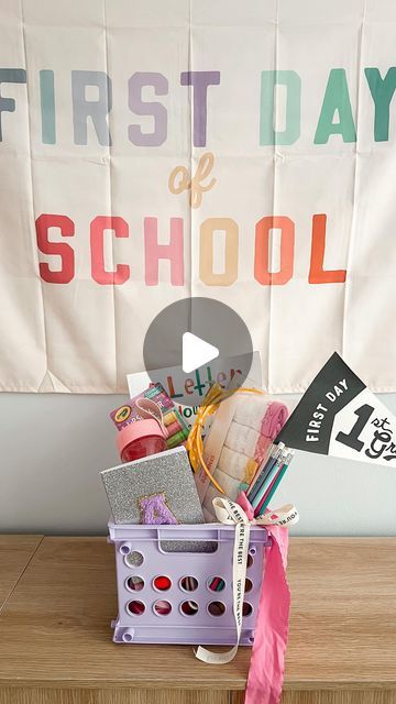 Caitlin Kruse on Instagram: "🍎Back to School Baskets 🍎  Here is a little inspiration if you enjoy putting these together for your kids like I do. Many of the items are necessary purchases before the school year but gifting them in this way makes it a little more fun!   Comment BASKET for the links." First Day Of School Basket For Kids, Back To School Gift Basket For Kids, Back To School Basket For Kids, First Day Of School Basket, Back To School Gift Basket, Back To School Basket, Goodie Basket, Welcome To Kindergarten, Kids Gift Baskets