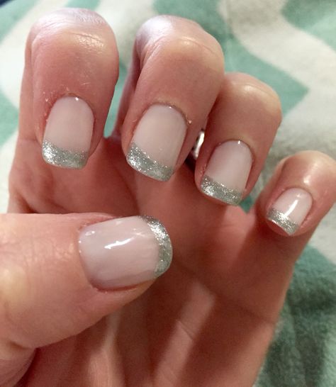 Silver Tipped Nails, Silver Tip Nails, Silver French Tip, Round Nail Designs, French Manicure Nail Designs, White French Nails, Star Nail Designs, Grey Nail Designs, Star Nail