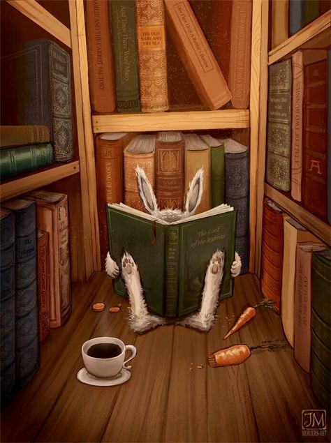 Book reading rabbit Celebrate Each New Day, Rabbit Art, Bunny Art, China Painting, Reading A Book, Cross Paintings, Art And Illustration, Book Nooks, I Love Books