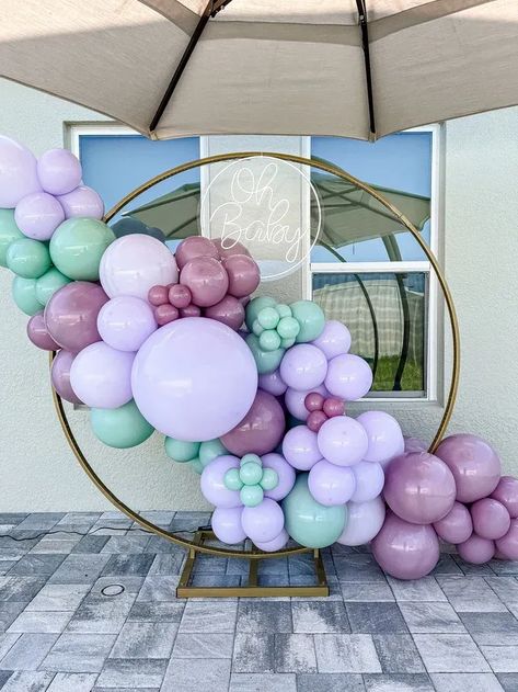 DIY Purple Mint Green Balloon Garland/Arch Kit, Girly/Kids Birthday Party, Baby Shower, Bachelorette Mint Green Balloon Garland, Mint Party Decorations, Lilac Baby Shower, Green Balloon Garland, Teal Balloons, Mint Party, Mint Baby Shower, Party Balloons Diy, Winter Garden Florida