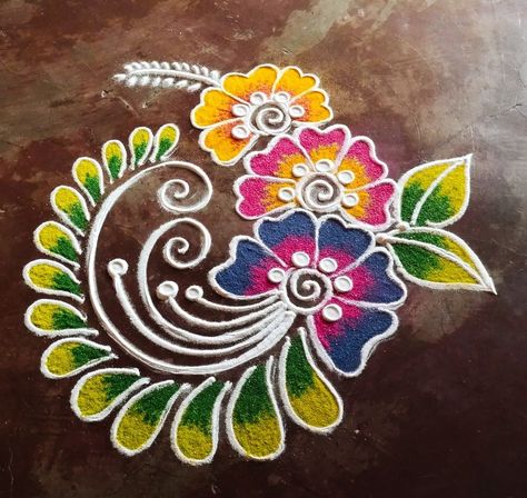 Best 25+ Rangoli For Diwali 2 Easy Rangoli For New Year, New Year Simple Rangoli, Rangoli Kolam Designs With Colour, Side Rangoli Designs, New Rangoli Designs Creativity, Big Rangoli Designs Creativity, Beautiful Rangoli Designs Latest, Rangoli Designs For New Year, Rangoli For New Year