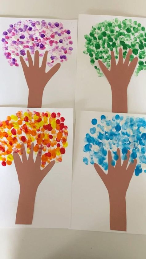 Handprint Season Trees in 2022 | Preschool crafts, Preschool art, Toddler arts and crafts Toddler Arts And Crafts, Classroom Art, Seni Dan Kraf, Preschool Arts And Crafts, Preschool Art Activities, Hand Crafts For Kids, Kindergarten Crafts, Daycare Crafts, Fall Crafts For Kids