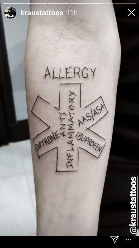 Allergy Tattoo, Blue Ink Tattoos, Tattoos Ideas, Blue Ink, Arm Tattoo, Tattoo Design, Geometric Tattoo, Allergies, Tattoo Ideas