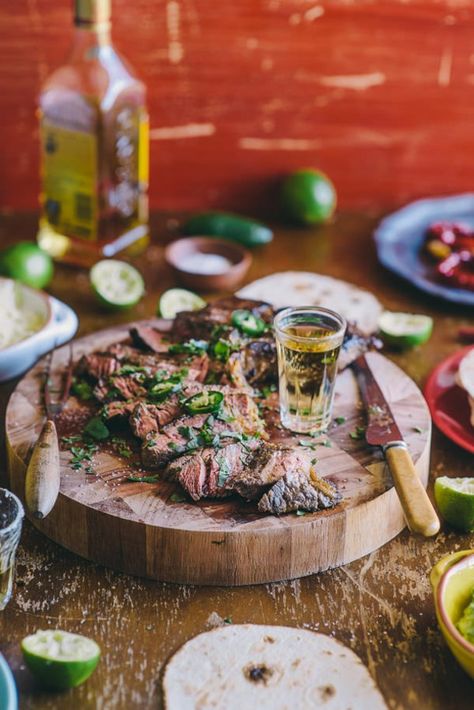 Tequila and Lime Marinated Steak (Souvlaki For The Soul) Enjoy Your Meal, Marinated Steak, Think Food, Flank Steak, Beef Dishes, Limes, Tex Mex, Meat Dishes, I Love Food