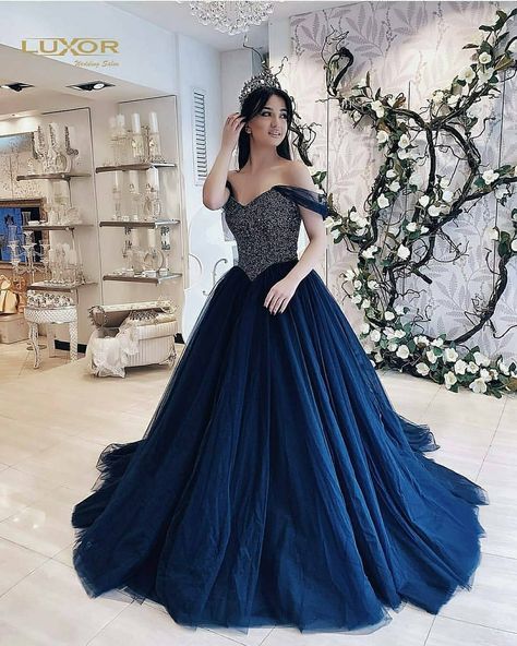 Navy Blue Ball Gown, Beaded Bodice Prom Dress, Prom Dresses Off The Shoulder, Blue Evening Dress, Navy Blue Prom Dresses, Gown Blue, Quinceanera Dresses Blue, Blue Ball Gowns, Long Prom Gowns