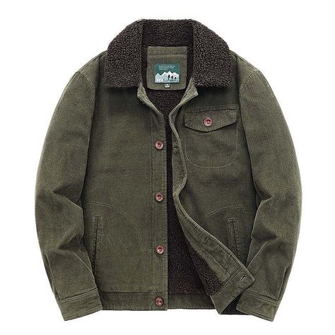 Men's Winter Jacket Corduroy Jacket Winter Coat Sherpa Dailywear Casual Windproof Warm Classic Style Fall Winter Solid Color Vintage Retro Regular khaki Army Green Coffee Grey Jacket 2024 - €78.99 Mens Outdoorsy Fashion, Mens Fall Jackets, Winter Clothes Men, Casual Outwear, Winter Jacket Men, Work Jacket, Outdoor Jacket, Parka Coat, Fleece Coat