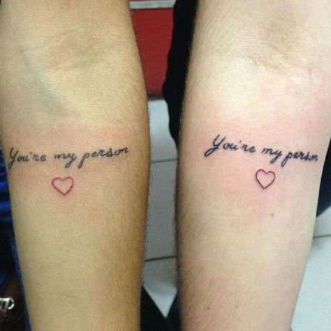 Grey Anatomy Tattoo Friendship, Greys Anatomy Friend Tattoos, Greys Anatomy Best Friend Tattoos, My Person Tattoo Greys Anatomy, You Are My Person Tattoo Greys Anatomy, Greys Anatomy Matching Tattoos, Greys Anatomy Tattoo Friendship, Youre My Person Tattoo Friends, Your My Person Tattoo