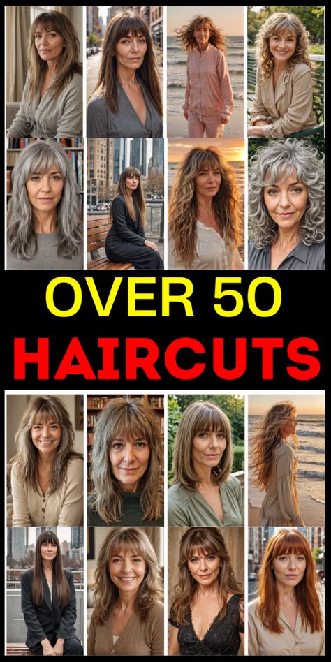 Long Hair Styles For 50+ Women With Bangs, 2024 Hair Trends For Women With Bangs, Over 50 Long Hairstyles For Women, Long Hair Styles For 50+ Women, Long Hair Over 50 Older Women, Long Hair With Bangs Hairstyles, Bangs Over 40, Bangs For Women Over 50, Long Hair Older Women