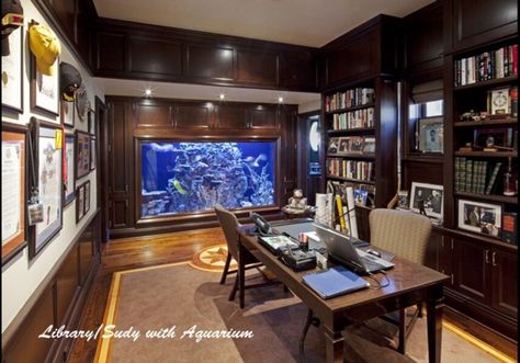 Library Amazing Aquariums, Green House Design, Latest House Designs, Home Aquarium, Aquarium Design, Pacific Coast Highway, Seminyak, Home Decor Paintings, Design Website