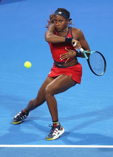 Coco Gauff (USA) • 2024 Qatar Open #tennis Coco Gauff Tennis, Tennis Black Women, Tennis Celebrities, College Posters, Coco Gauff, Tennis Aesthetic, Female Tennis, Tennis Outfits, Sports Girl