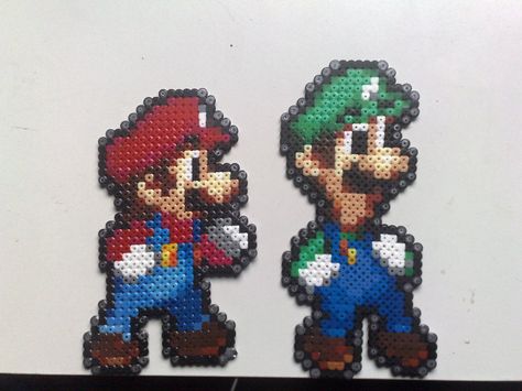 Perler beads Mario and Luigi by ~nick3529 on deviantART Luigi Perler Beads, Hama Beads Mario, Perler Bead Mario, Bead Templates, Perler Bead Templates, Mario Luigi, Graph Paper Art, Bead Sprite, Mario And Luigi