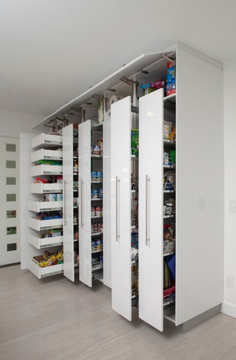 White Pantry Cabinet Most Functional Part Of The Kitchen Desain Pantry Dapur, White Pantry, Interior Dapur, Organized Pantry, Desain Pantry, Kitchen New York, Kitchen Pantry Design, Kitchen Pantry Cabinets, Belek