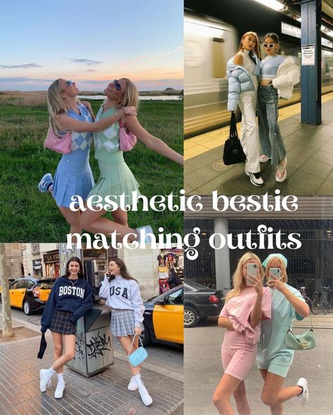 59 Best Friend Matching Outfits - ljanestyle Coordinating Outfits For Friends, Color Coordinated Outfits Friends, Best Friend Captions, Girls Night Outfit, Coordinates Outfits, Caption For Friends, Best Friend Day, Matching Outfits Best Friend, Travel Tees