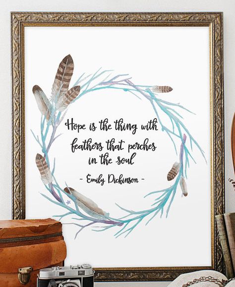 Feather Quote Art Print Wall Decor Printable by TwoBrushesDesigns Feather Quotes Short, Feather Quotes Inspiration, Feather Quote, Feather Quotes, Moving On Quotes Letting Go, Happy Monday Quotes, Feather Cards, Typographic Quote, Hope Is The Thing With Feathers