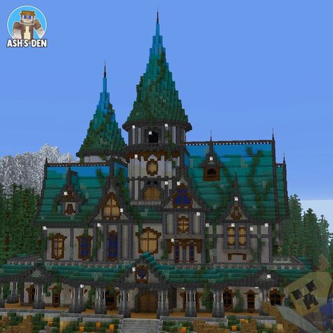 Minecraft spooky haunted mansion/house Haunted Mansion Minecraft Build, Mansion House Minecraft, Horror House Minecraft, Minecraft Haunted Castle, Dark Mansion Minecraft, Minecraft Spooky Castle, Haunted Minecraft House, Minecraft Haunted House Ideas, Gothic Mansion Minecraft