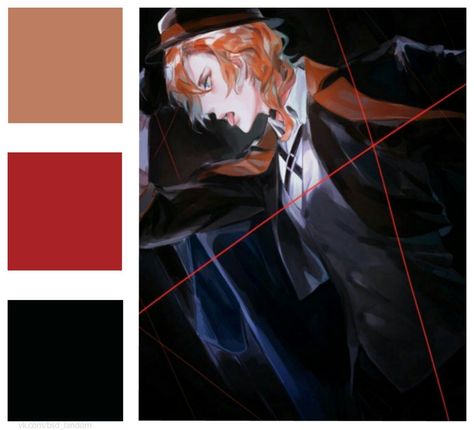 Chuuya Color Palette, Bsd Chuuya, Nakahara Chuuya, Jackson's Art, Percy Jackson Art, Comfort Characters, Wedding Color Palette, Wedding Color, Stray Dogs