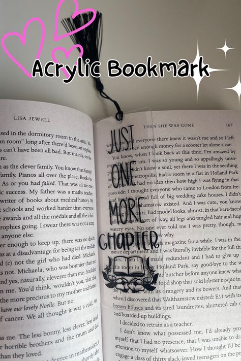 Made with vinyl & acrylic bookmark, perfect for readers, more designs on my etsy!! Just One More Chapter Bookmark, One More Chapter Bookmark, Book Lover Gift Ideas, Fun Bookmarks, Acrylic Bookmarks, Vinyl Acrylic, Lover Gift Ideas, Just One More Chapter, One More Chapter