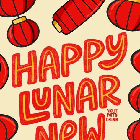 Violet Poppy Design - Lettering Artist on Instagram: "Happy Lunar New Year! #gongxifacai #lunarnewyear2024 #imlek #yearofthedragon #chinesenewyear #lunarnewyear" Lunar New Year Drawing, Lunar New Year Design, New Year Drawing, New Year Design, Happy Lunar New Year, Holiday Inspo, Poppy Design, New Year Designs, February 9