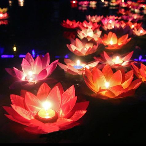 Floating Pool Candles, Pool Candles, Floating Candles Wedding, Floating Candle Holders, Lotus Lamp, Candle Wedding Centerpieces, Floating Candle, Pool Lights, Floating Lights