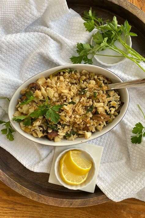 This easy cauliflower rice pilaf recipe is a delicious and versatile side dish. It's keto friendly, gluten free, and vegan too. #cauliflowerricepilaf #cauliflowerrice #cauliflowerriceeasy #cauliflowersidedish Cauliflower Rice Pilaf, Making Cauliflower Rice, Cauliflower Rice Easy, Cauliflower Side Dish, Parsnip Fries, Rice Pilaf Recipe, Pilaf Recipe, Pilaf Recipes, Cauliflower Rice Recipes