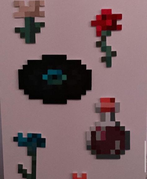 that minecraft cd and the bottle werw so impossible but now i have them and theyre ok Minecraft Decorations, Cd Art, Minecraft Designs, Dream Room Inspiration, Dream Room, Bedroom Inspirations, Room Inspiration, Pixel Art, Minecraft