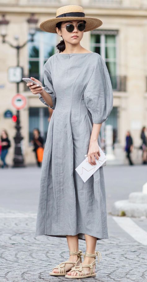 Viscose Dress Summer, Fat Dress, 여름 스타일, Linen Fashion, Grey Dress, 여자 패션, Linen Clothes, Mode Outfits, Simple Dresses