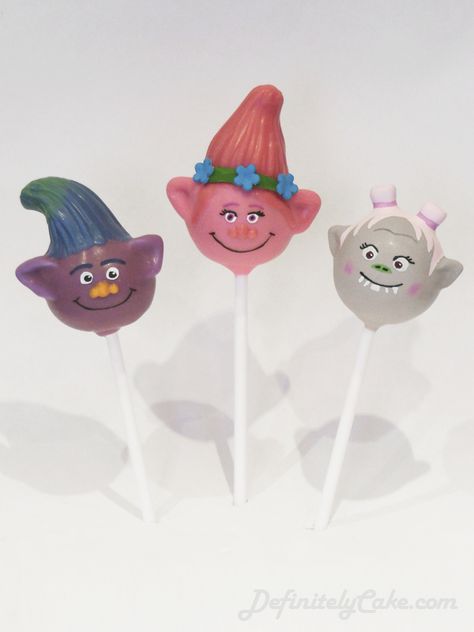 Troll Cake Pops • Definitely Cake Trolls Cakes, Troll Cake, Cake Popsicles, Trolls Cake, Cake Ball, Trolls Party, Pop Ideas, Trolls Birthday Party, Cake Pops How To Make