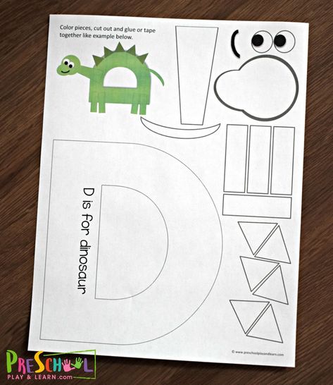 Free Printable Letter D craft for preschoolers D Craft For Preschool, D For Dinosaur Letter D, Free Letter Craft Printables, Letter D Recognition Activities, D Letter Crafts For Preschool, Learning The Letter D Preschool, Lowercase D Craft, Letter Dd Crafts For Preschool, Easy Letter Crafts For Preschoolers