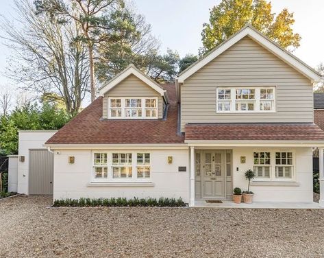 Our Surrey Project ♡ (@our_surrey_project) • Instagram photos and videos England Style Home, New England Style Home, Surrey House, Modern English Country, New England Style Homes, Dormer Bungalow, 1970s House, Large Open Plan Kitchens, Exterior House Remodel