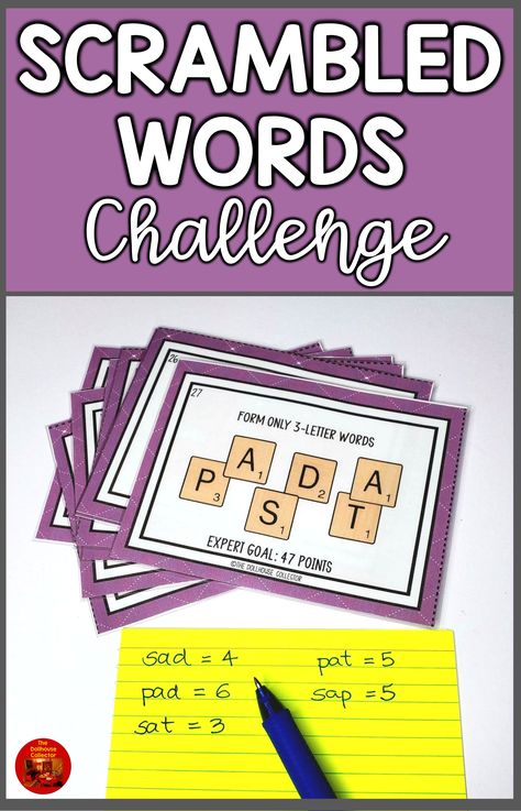 Are you looking for an engaging activity for your 4th grade or 5th grade literacy centers? This fun word building resource challenges upper elementary students to form common English words from the letter tiles featured on each task card while attempting to reach (or beat!) the expert goal listed on each card! These printable task cards are perfect for fourth or fifth grade word work or literacy centers, small group vocabulary practice, brain breaks, or as an activity for early finishers! Fourth Grade Literacy Centers, Grade 4 Literacy Activities, Literacy Night Activities Upper Elementary, Literacy Night Games Elementary, Literacy Games 4th Grade, Grade 3 Literacy Centers, 4th Grade Literacy Centers, Early Finishers Activities 4th Grade, 3rd Grade Literacy Centers