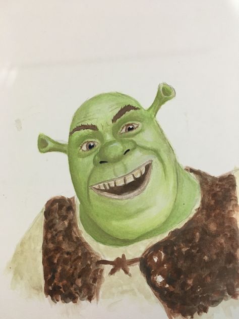 #art #artist #shrek #shrekislife #shrekmemes #painting #watercolour #watercolourpainting Shrek Chalk Art, Shrek Watercolor, Shrek Painting, Shrek Art, Shrek Drawing, Shrek Memes, Disney Drawings Sketches, Drawing Aesthetic, Simple Canvas Paintings