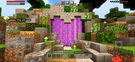 Nether Portal In Mountain, Heart Shaped Portal Minecraft, Heart Shaped Nether Portal, Heart Portal Minecraft, Cottagecore Nether Portal, Heart Nether Portal Minecraft, Nether Portal Design Cottagecore, Heart Nether Portal, Mc Cottagecore