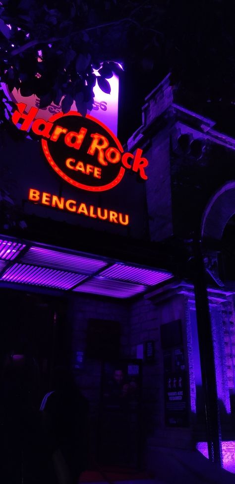 Hard Rock cafe Bangalore Aesthetic Night, Bangalore City Night, Bangalore City Snapchat, Bangalore Cafe, Bangalore Aesthetic, Bengaluru City, Movie Night Photography, Everybody Hurts, Bangalore City