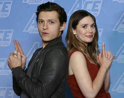 theyre so cute my new fav thing Elizabeth Olsen, Tom Holland, Holland, A Man, The Story, Marvel, Wall, Blue, Instagram