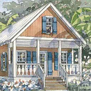 0412_house-plans-mango-cottage-m Modern Courtyard, Southern Living House Plans, Coastal House Plans, Two Bedroom House, Courtyard House Plans, Beach House Plans, Southern House Plans, Beach Cottage Decor, Cottage Plan