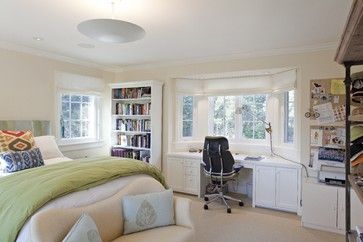 Bump Out home office space. Exactly what I'd like to do! Kitchen Bay Window Treatments, Bay Window Desk, Bay Window Design, Bay Window Treatments, Window Desk, Bedroom Workspace, Home Office Modern, Library Bedroom, Bump Out