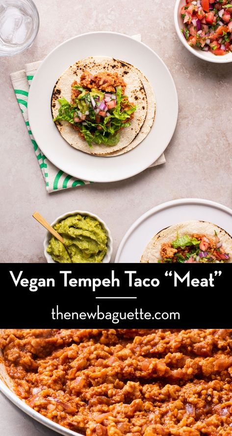 Tempeh taco “meat” is an uncomplicated and delicious way to start experimenting with this plant-based protein. thenewbaguette.com Taco Spice Blend, Health Recipes Easy, Tempeh Tacos, Taco Meat Recipe, Keto Recipes Dessert, Vegan Meal Prep Recipes, Vegan Tempeh, High Protein Low Carb Diet, The Atkins Diet