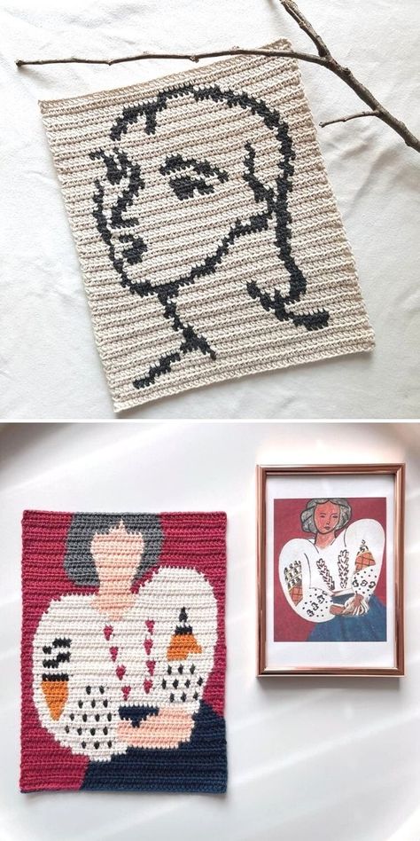 Tapestry Crochet - The Best Ideas and Free Resources | Crochetpedia Diy Crochet Tapestry, How To Crochet A Picture, Crochet Wall Tapestry Pattern Free, Tapestry Crochet Projects, Wall Tapestry Crochet, Free Tapestry Crochet Patterns, Crochet Wall Hanging Pattern Free, Tapestry Crochet Patterns Free, Tapestry Crochet Ideas