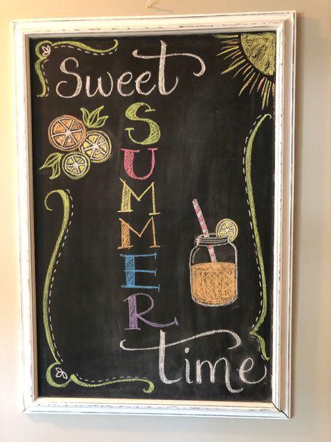 Summer Boutique Chalkboard Signs, Summer Coffee Chalkboard Art, August Chalkboard Art Ideas, June Chalkboard Art, Summer Chalkboard Ideas, Summer Chalkboard Art, Cafe Signs, Hight Light, Summer Chalkboard