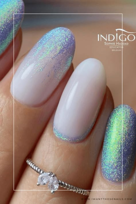 Make a splash this season with these mermaid-inspired nails! Choose from pink, purple, or blue gel or acrylic options, with short or long lengths and a variety of nail shapes. Add some bling to your fingertips and let your inner sea goddess shine with these Mermaid Nails Ideas! Mermaid Fingernails, Nail Inspo Mermaid, Nails Mermaid Design, French Manicure Accent Nail, Mermaid Short Hair, Mermaid Theme Nails, Mermaid Blue Nails, Nails Ideas With Glitter, Short Mermaid Nails