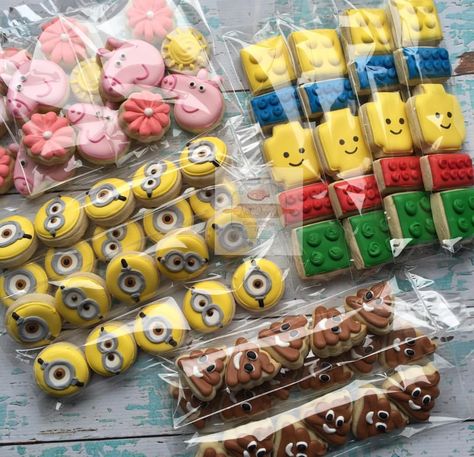 Bag Of Cookies, Mini Cookie Sets, Mini Royal Icing Cookies, Mini Sugar Cookies Decorated, Lego Cookies Decorated, Mini Decorated Cookies, Mini Cookies Decorated, Lego Cookies, Royal Frosting