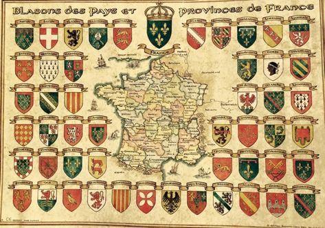 Category:French Historical Provinces and Regions - Blason - Armoiries - Coat of arms - crest of French Historical Provinces and Regions Crusader Knight, Reiki Symbols, Rpg Map, France Map, Family Genealogy, Shield Design, European History, Antique Maps, Fantasy Inspiration