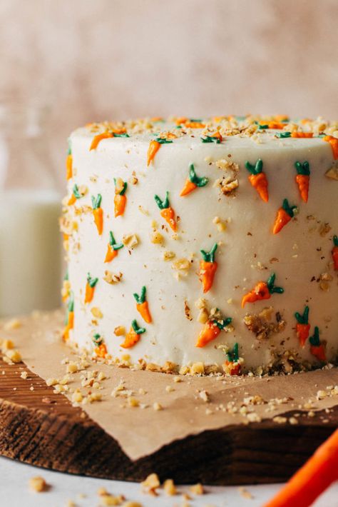 MOIST Carrot Cake With Cream Cheese Frosting | Butternut Bakery Carrot Cake Decoration, Moist Carrot Cakes, Best Carrot Cake, Best Cake Recipes, Carrot Cake Recipe, Pretty Birthday Cakes, Easter Dessert, Cake With Cream Cheese, Easter Cakes