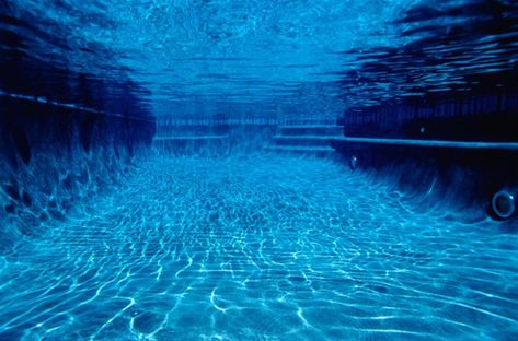 The floor of a swimming pool typically has a significant slope, so one end is shallow and the other end is deeper. This allows younger children to use the shallow end of the wading pool, while older swimmers can use the deep end for diving. Concrete Pool, Saltwater Pool, Pool Decks, Underwater Photography, Water Systems, Cool Pools, Salt And Water, The Deep, Great Big Canvas